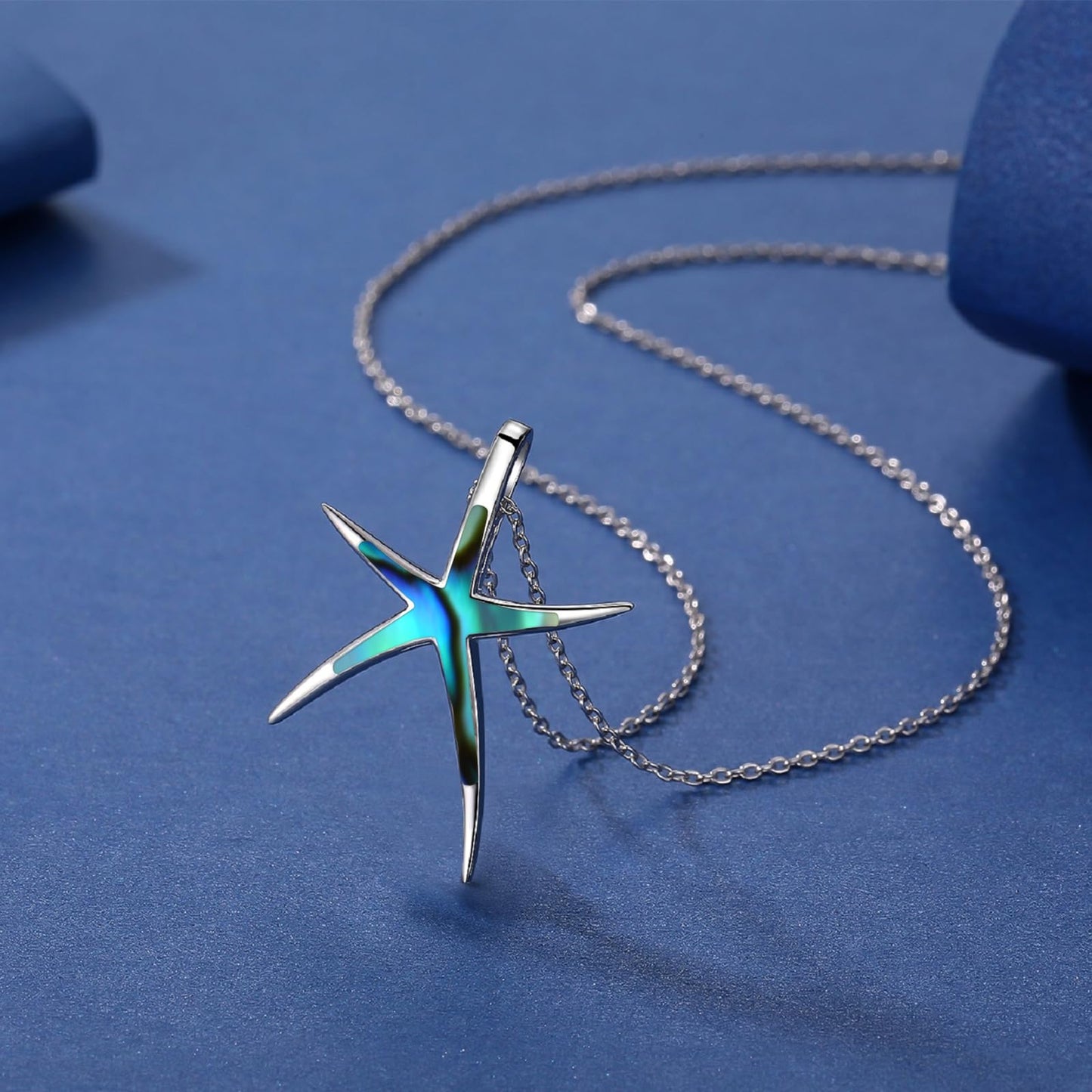 Cuoka Abalone Starfish necklace 925 Sterling Silver Ocean Sea Beach Necklaces Jewelry for Women
