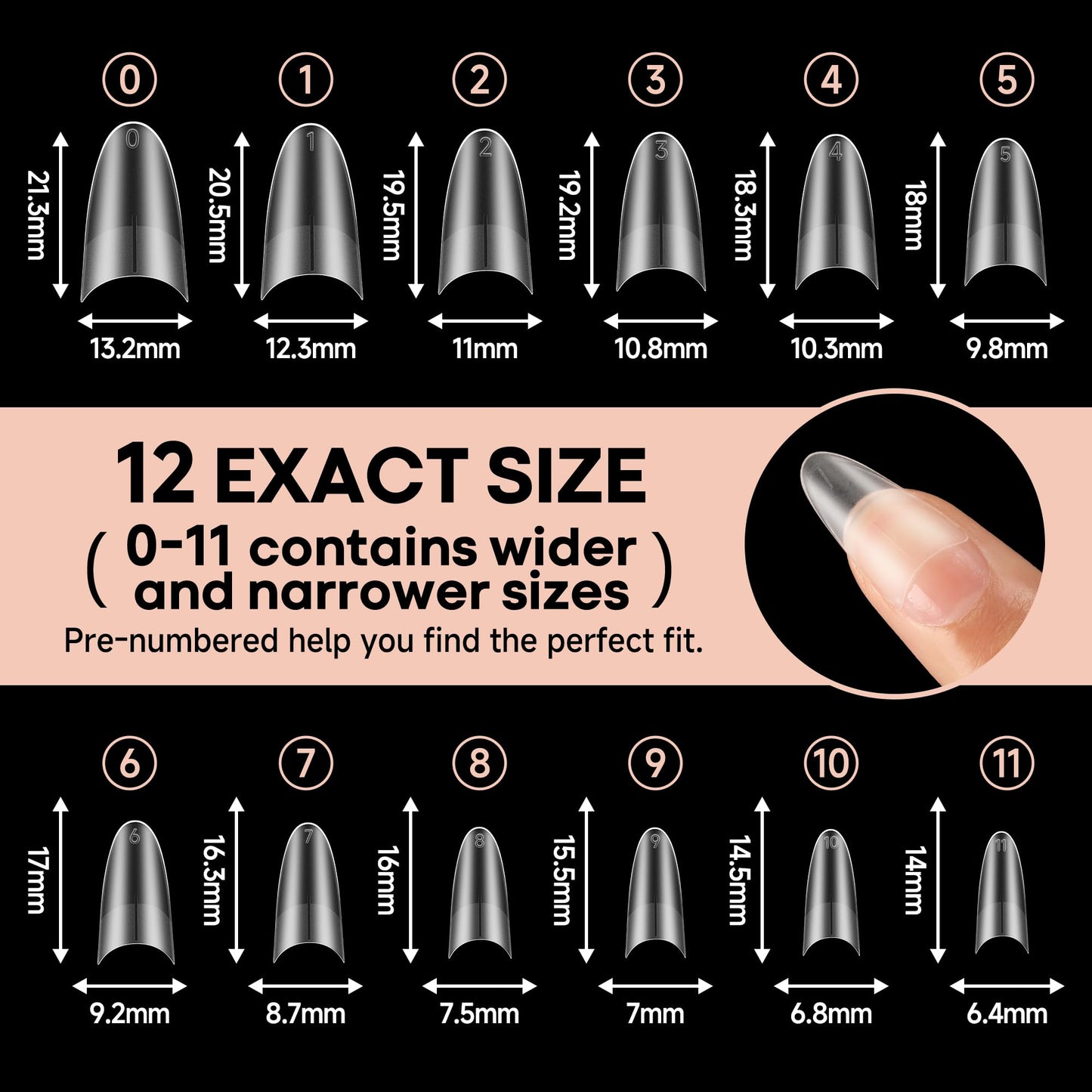 UNA GELLA Almond Gel Nails Tips Medium: 504pcs Full Matte Soft Gel Almond Shape Nail Tips Half Cover Clear Gelly Tips for Nail Art Press On Nails 12 Sizes, Nail Extensions