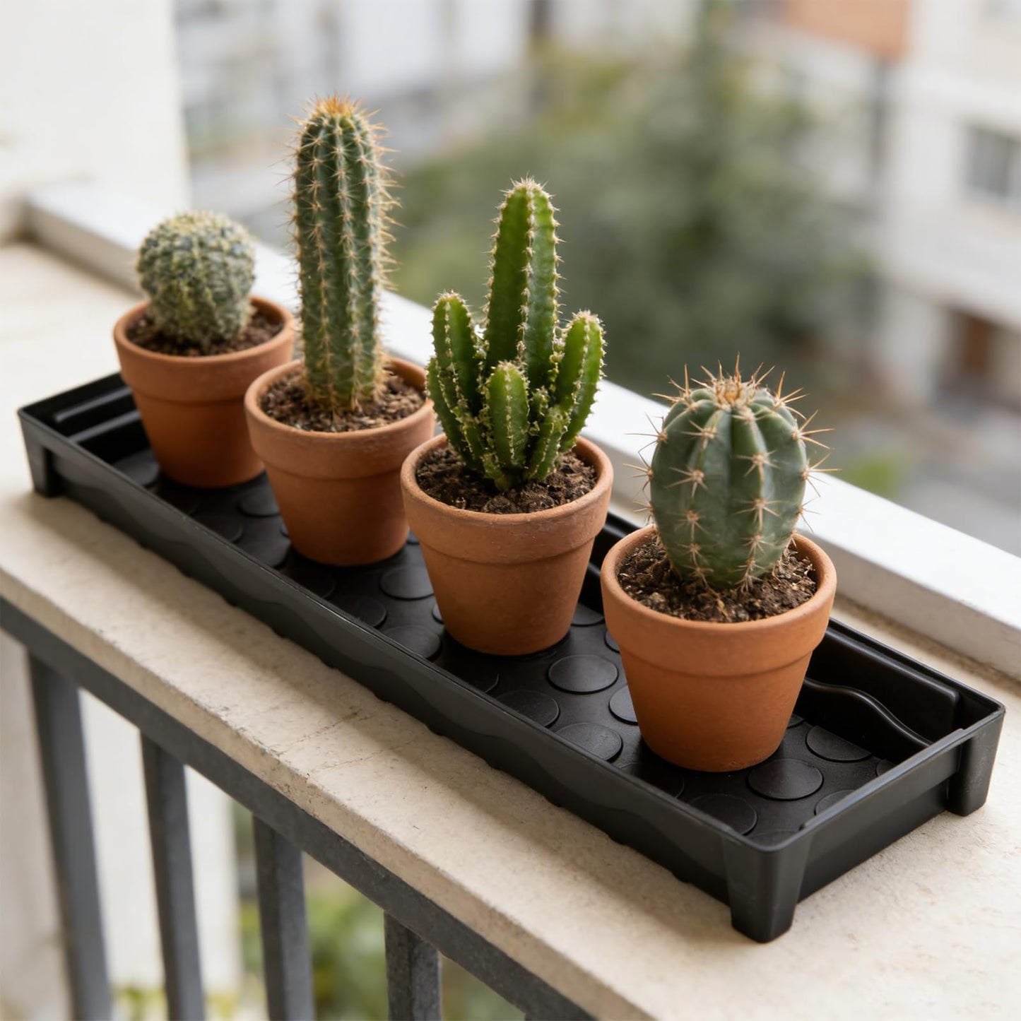 BKIELLT 5 Pack Plant Saucer Growing Tray, Rectangular Windowsill Plant Pot Trays with Removable Drainage Hole, Seed Starter Tray Plastic Plant Drainage Saucers for 4 inch Flower Seedling Pots
