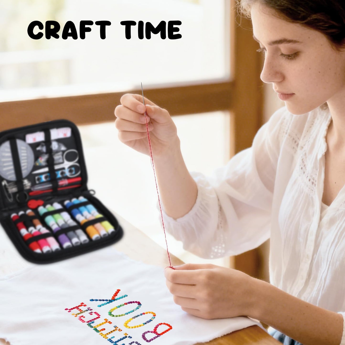 Poeuai 2026 New Embroidery Stitch Book Kit,All-Scenario Embroidery Stitch Book kit, Comes with a Complete Toolkit and Instructional Tutorial, for Beginners and Enthusiast