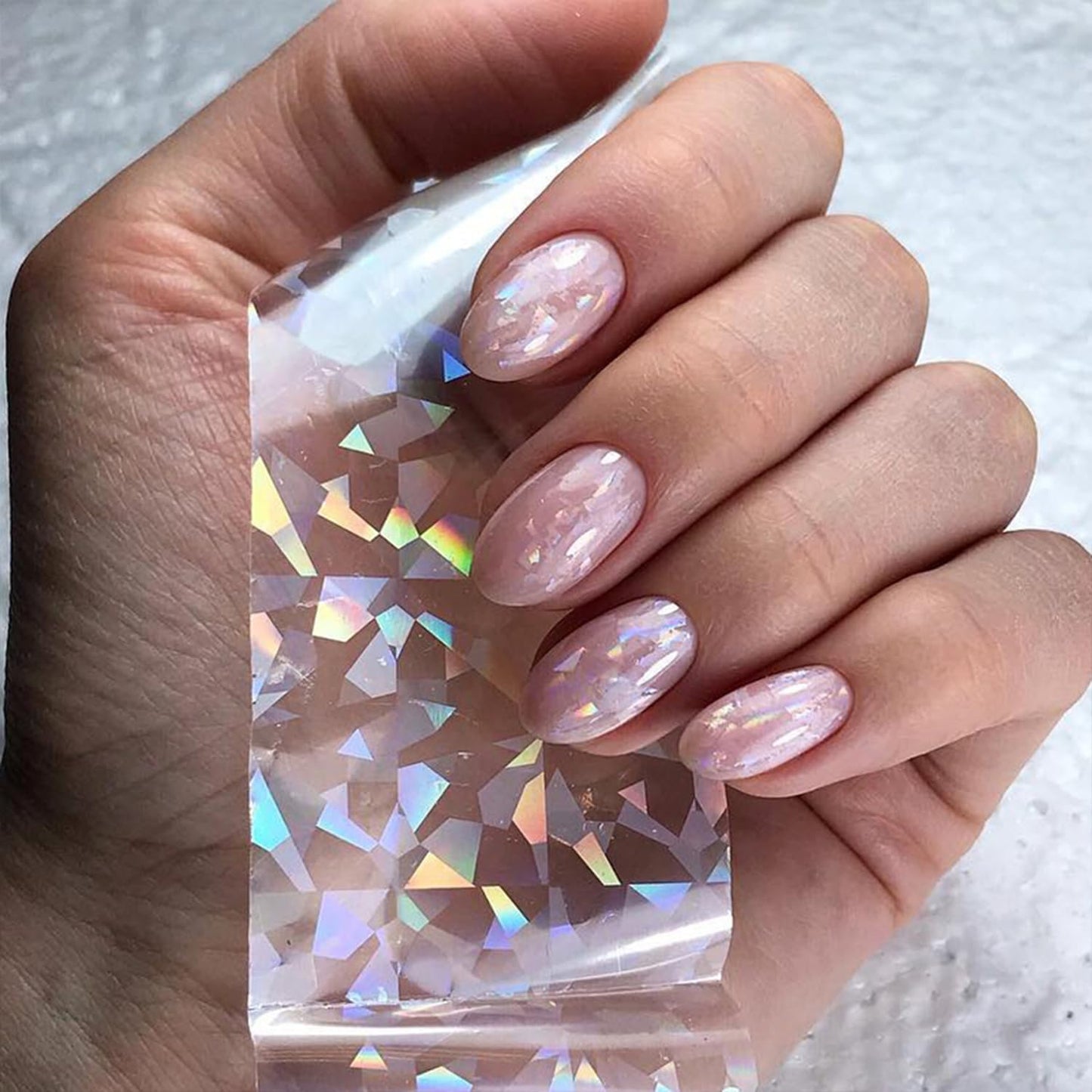 JERCLITY 20 Rolls Aurora Transparent Nail Foil Transfer Sticker Kit - Holographic Nail Art Set With Iridescence Wraps for Nail Art