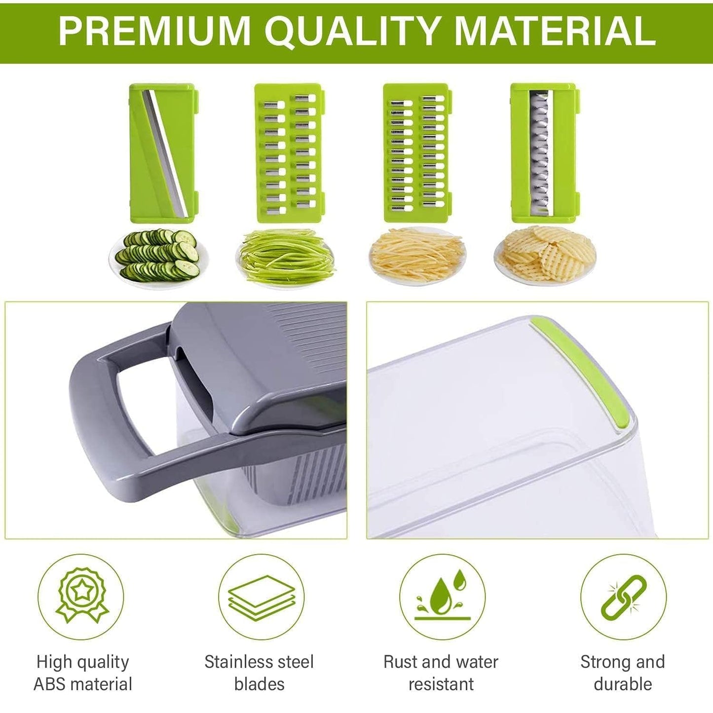 Multi-Function 12-in-1 Vegetable Chopper Cutter - Spiralizer and Slicer with Storage Container, Onion Chopper and Onion Mincer, Cutter, Egg, Veggie Chopper, Cheese Grater, Strawberry Slicer