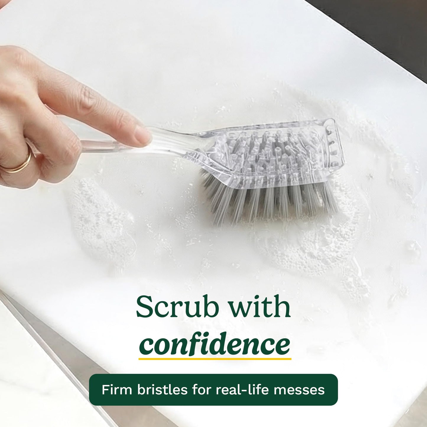 Cuisinart Dish Brush with Handle 2 Pack – Kitchen Scrub Brush for Dishes, Pots & Pans, Non-Scratch Dish Scrubber, Firm Bristles for Sink & Cookware, Comfortable Grip for Everyday Cleaning