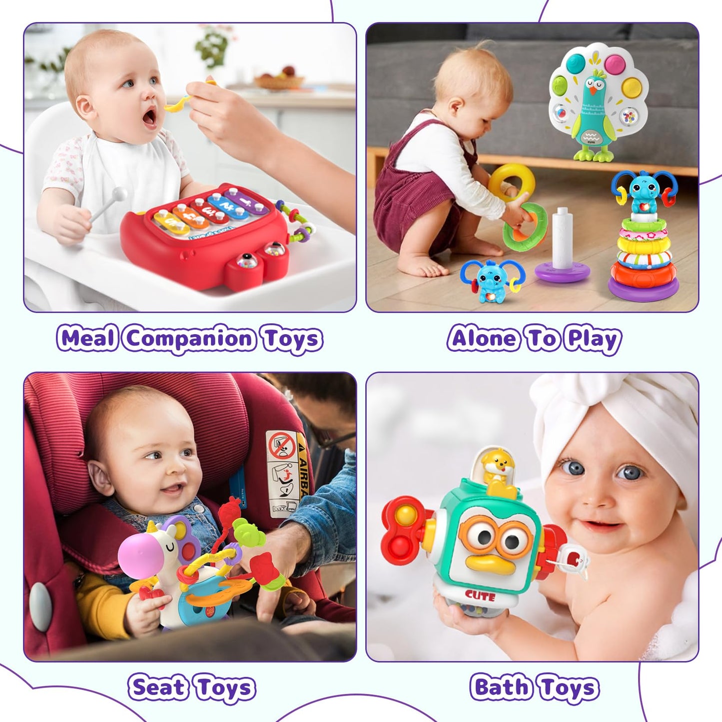 usrela 5 in 1 Baby Toys for 9 12 18 Month, Learning Toy for Babies 6-12 Months, Baby Busy Cube, Stacking&Sensory, Pull String&Piano Xylophone Toy, Birthday Gift for 7 8 9 Month
