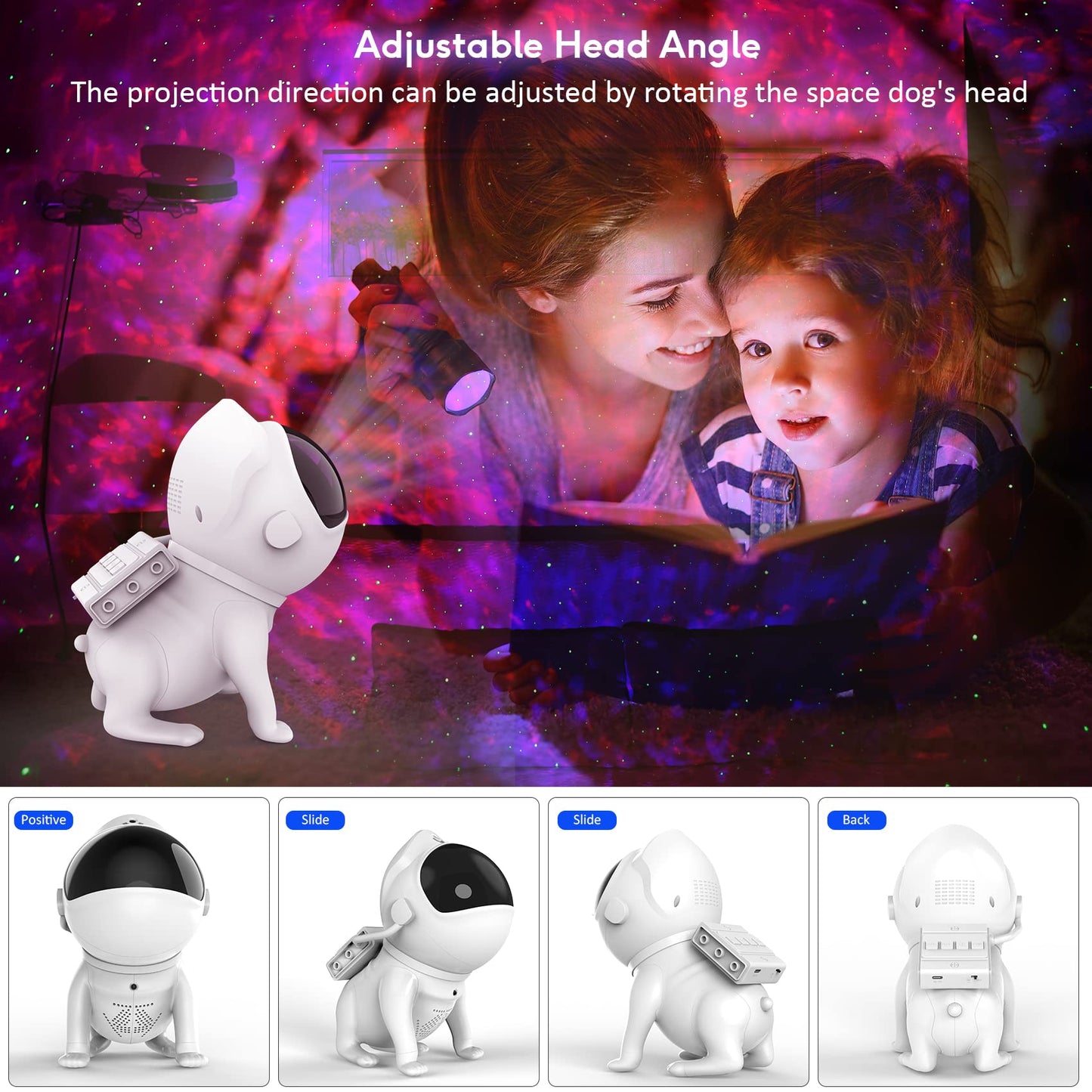 Star Projector Night Light Space Dog,Galaxy Projector LED Night Light Built-in Bluetooth Speaker,Smart APP Control,Timer and Remote,for Kids Adults Bedroom,Gifts for Christmas Birthdays