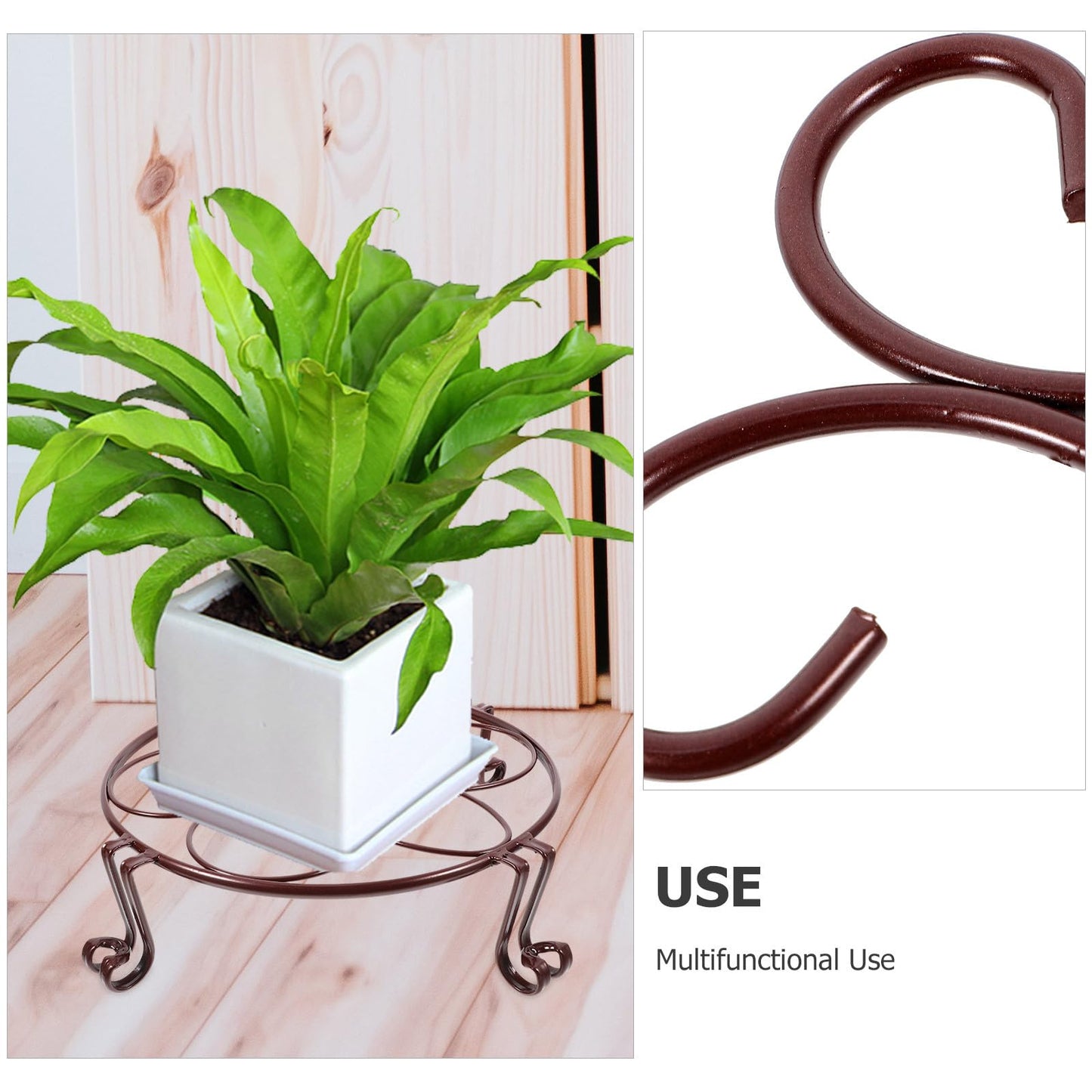 Abaodam Iron Flower Pot Stand Single-tier Decorative Plant Pot Shelf Farmhouse Metal Flower Rack for Indoor Outdoor Use Antique Copper Finish