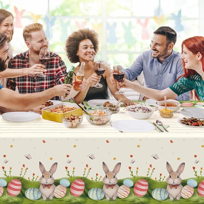 Easter Bunny Tablecloths, 54 x 108 Inches, 3-Pack