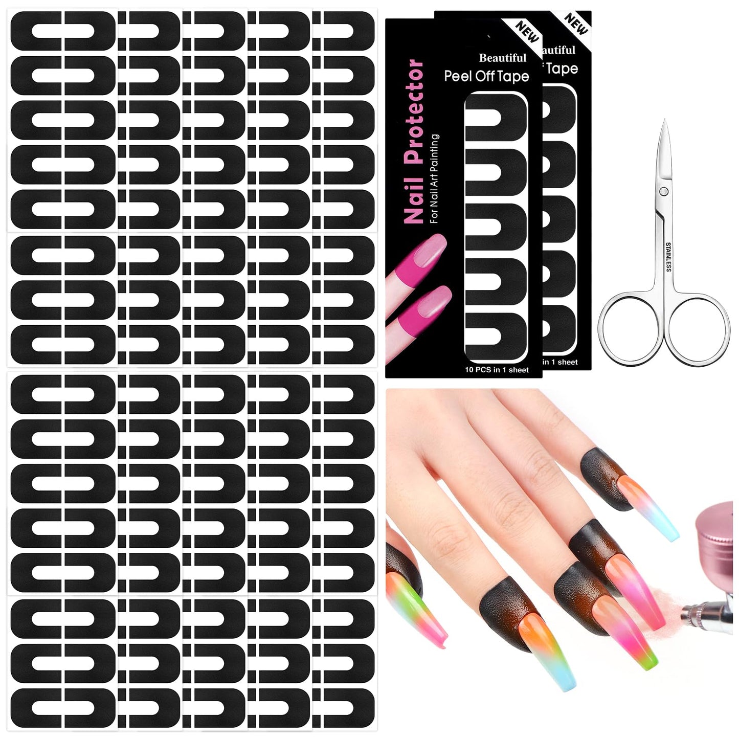 SAVILAND Nail Polish Protector for Fingers: 100PCS U V Protection U-Shaped Nail Protector Cuticle Protector for Nails Painting Peel Off Nails Tape for Airbrush Gel Polish Nail Art