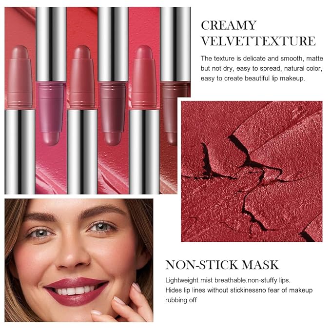 Indian Red Matte Lipstick Crayon - High Pigment Creamy Formula, Waterproof Long Lasting, Smooth Glide Application, Non-Sticklipstick, Ultra Thin Lightweight,Velvet Matte Lip Feel for Women 01#