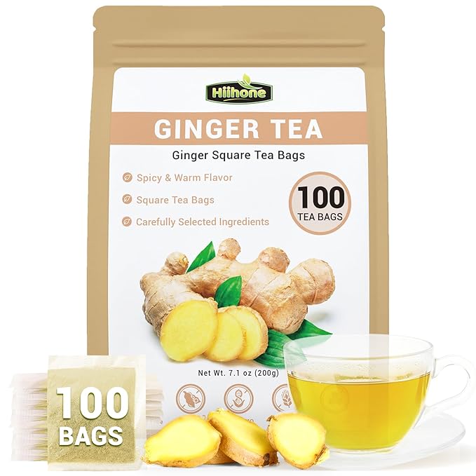 Ginger Root Herbal Tea - Caffeine Free, 100 Teabags