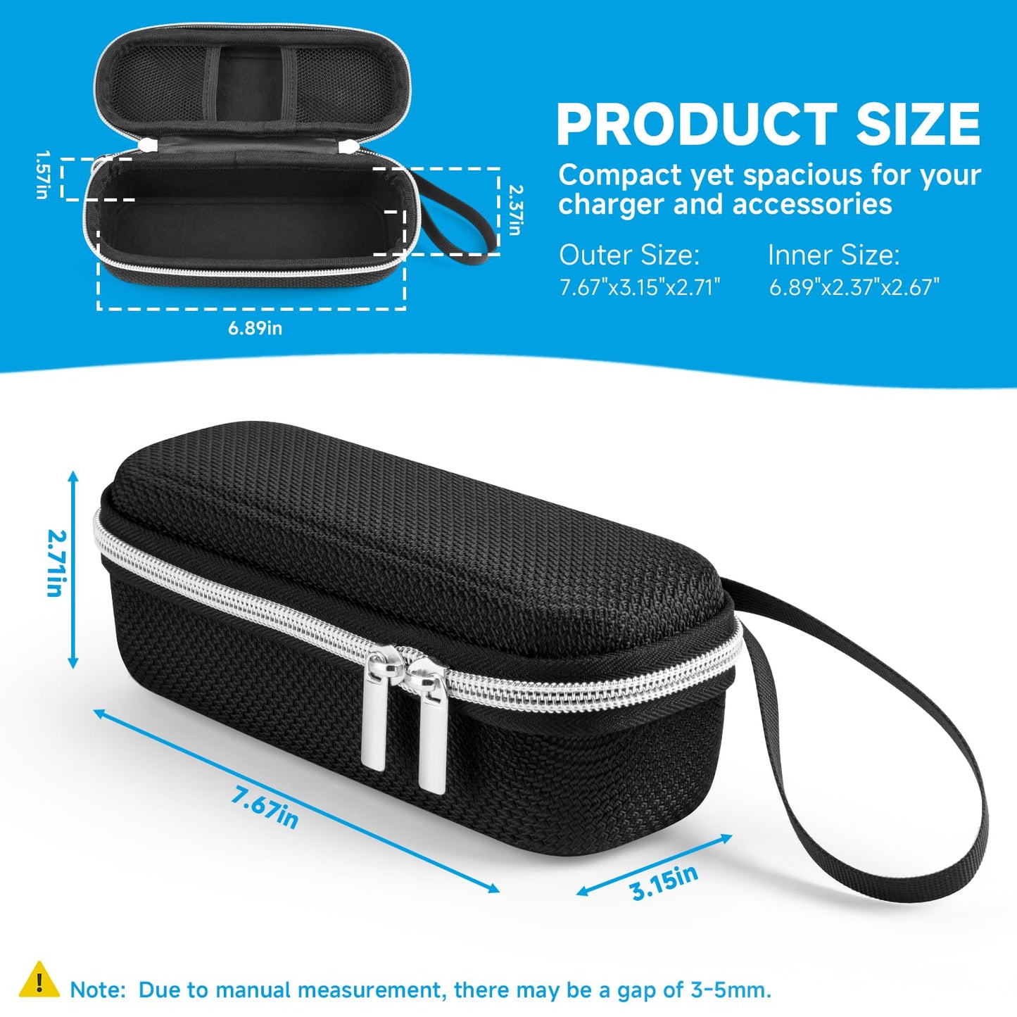 CaSZLUTION Hard EVA Protective Case for Anker Prime 250W Power Bank 27650mAh Portable Charger - Shockproof Travel Storage with Hand Strap & Carabiner Clip (Black Case Only)