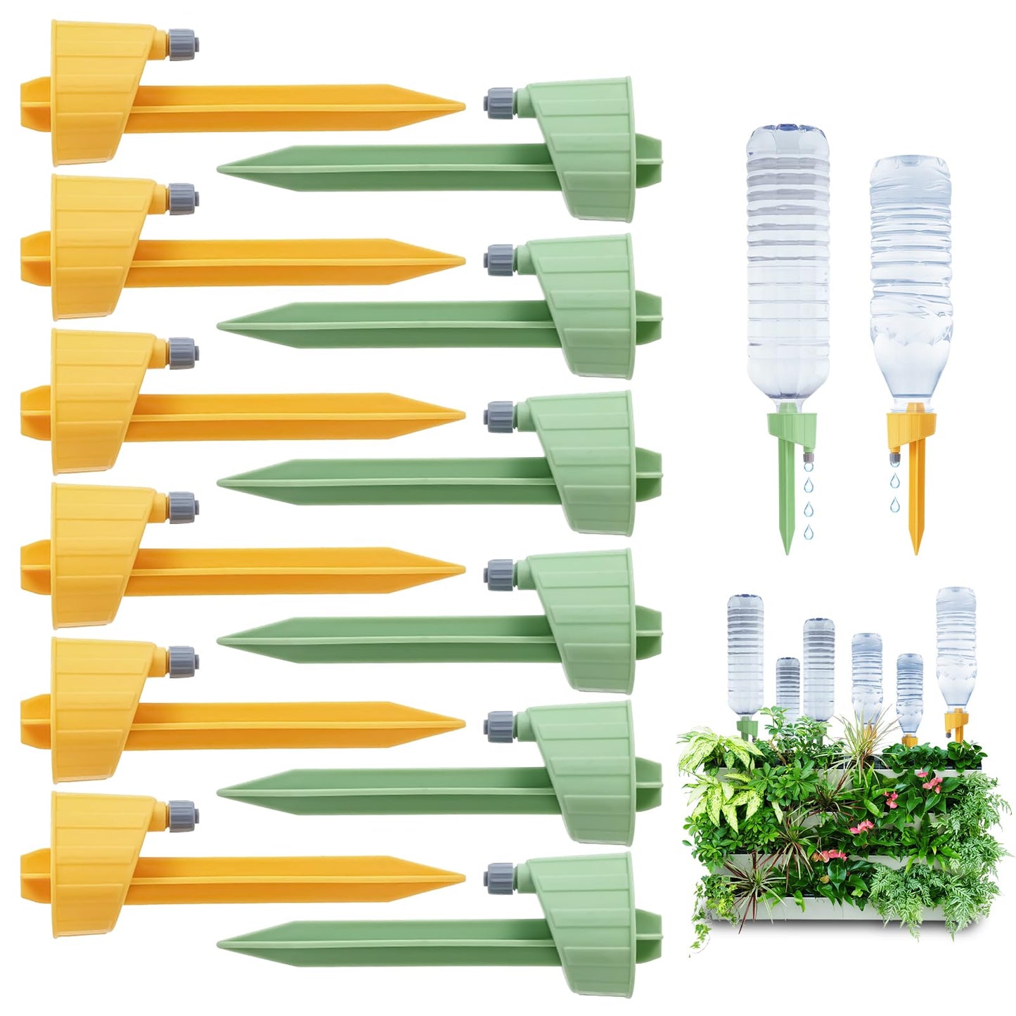 XIELIME 12PCS Self Watering Spikes, Auto Plant Watering Devices with Adjustable Valve Switch, Self Watering Planter Insert Automatic Watering System for Indoor & Outdoor Garden Potted Plants