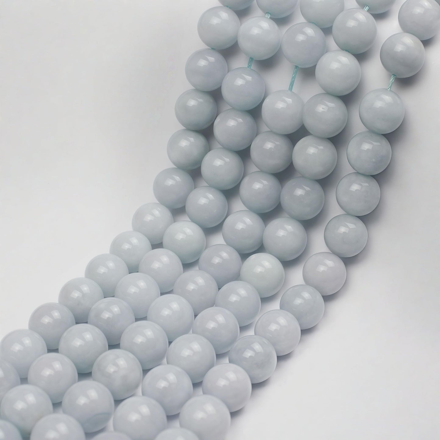 MJDCB Natural Round Aquamarine Gemstone Spacer Loose Beads Spacer Beads for DIY Jewelry Making Strand 15"