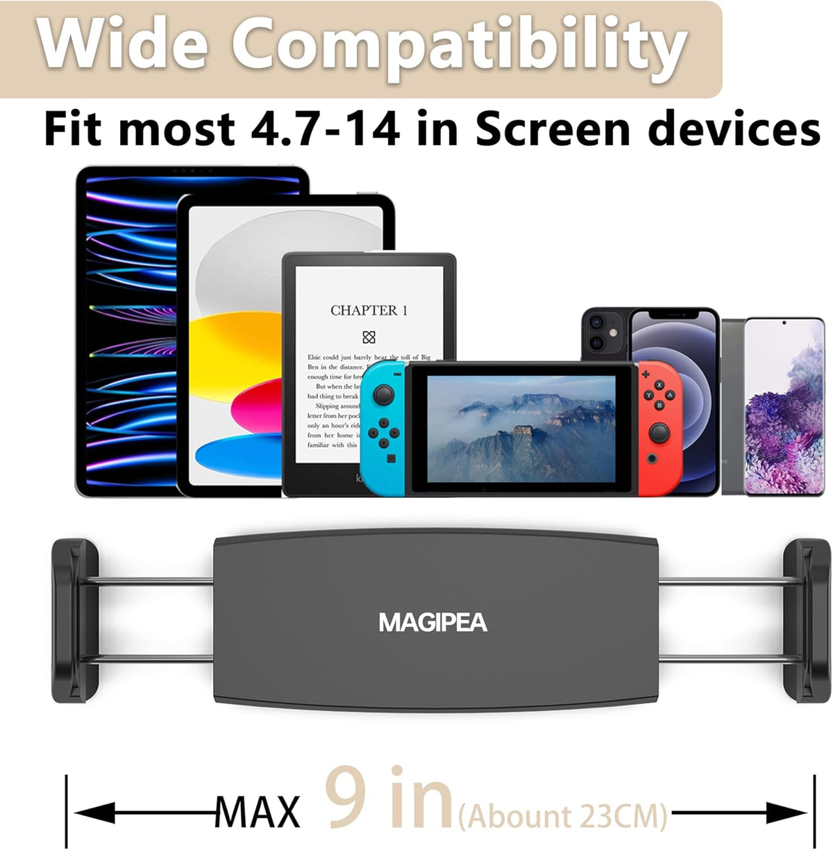 Tablet Stand Holder, Mount Holder Clip with Grip Flexible Long Arm Gooseneck Compatible with ipad iPhone/Nintendo Switch/Samsung Galaxy Tabs/Amazon Kindle Fire HD - Black