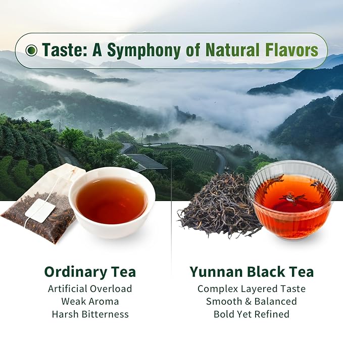 ZenVerdant Premium YUNNAN Black Tea - Loose Leaf Tea, 10oz Ceremonial Grade, Crafted for Mindful Zen Tea Ceremonies | Smooth Non-Bitter, Caramel & Roasted Sweet Potato Aroma | 3+ Steeps