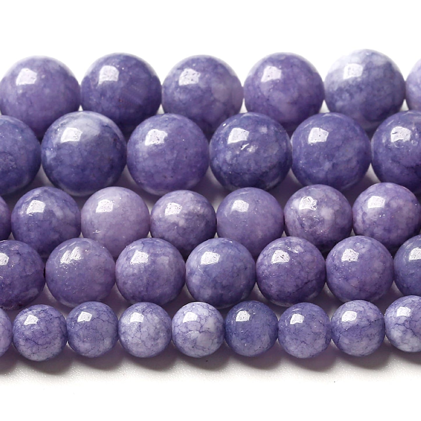 10MM Lavender Purple Chalcedony Natural Stone Round Loose Beads for Jewelry Making and Crafting 72pcs 2 Strands 32"