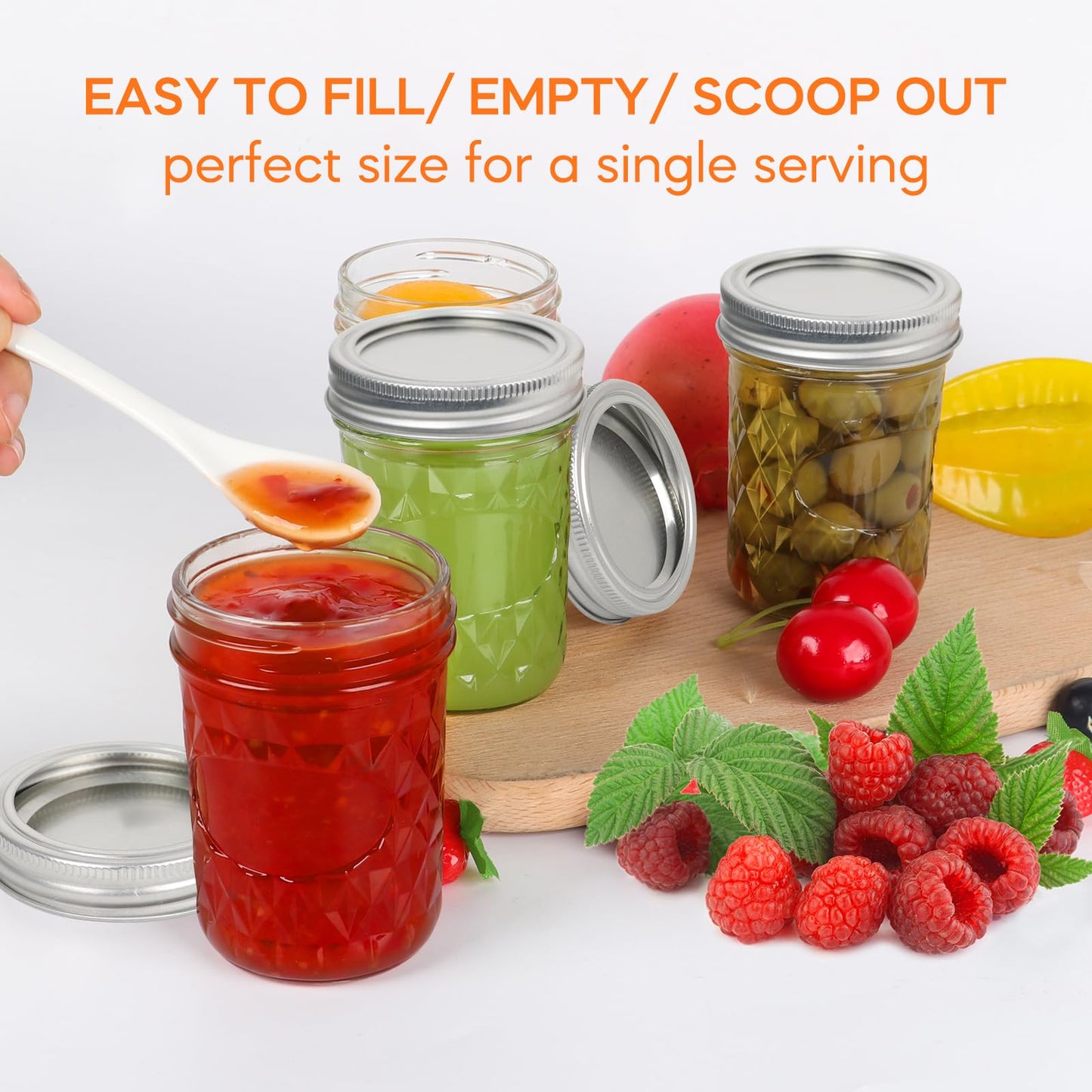 8 oz Mason Jars 24 Pack with Airtight Lids, Glass Canning Jars, Durable & Leakproof Small Jars for Jam, Honey, Pickling, DIY Crafts, Reusable Storage Containers, Great Value Set with Secure Packaging