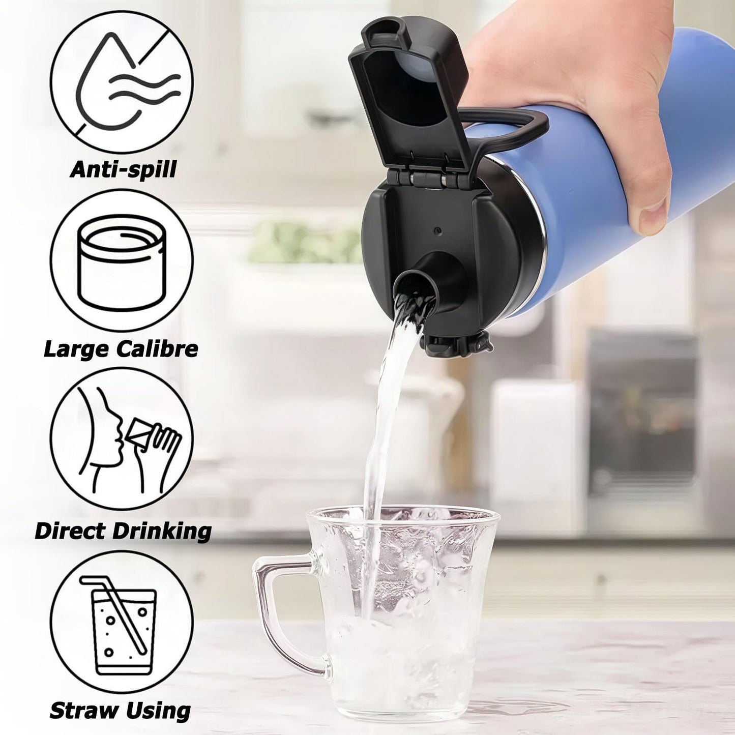 4 Pcs Water Bottle Lid Replacement for Contigo Water Bottles 20oz 24oz and 32oz,Auto Spout Lid Fit for Bubba Water Bottle with Button Lock,BPA-Free,Leak-Proof ﻿