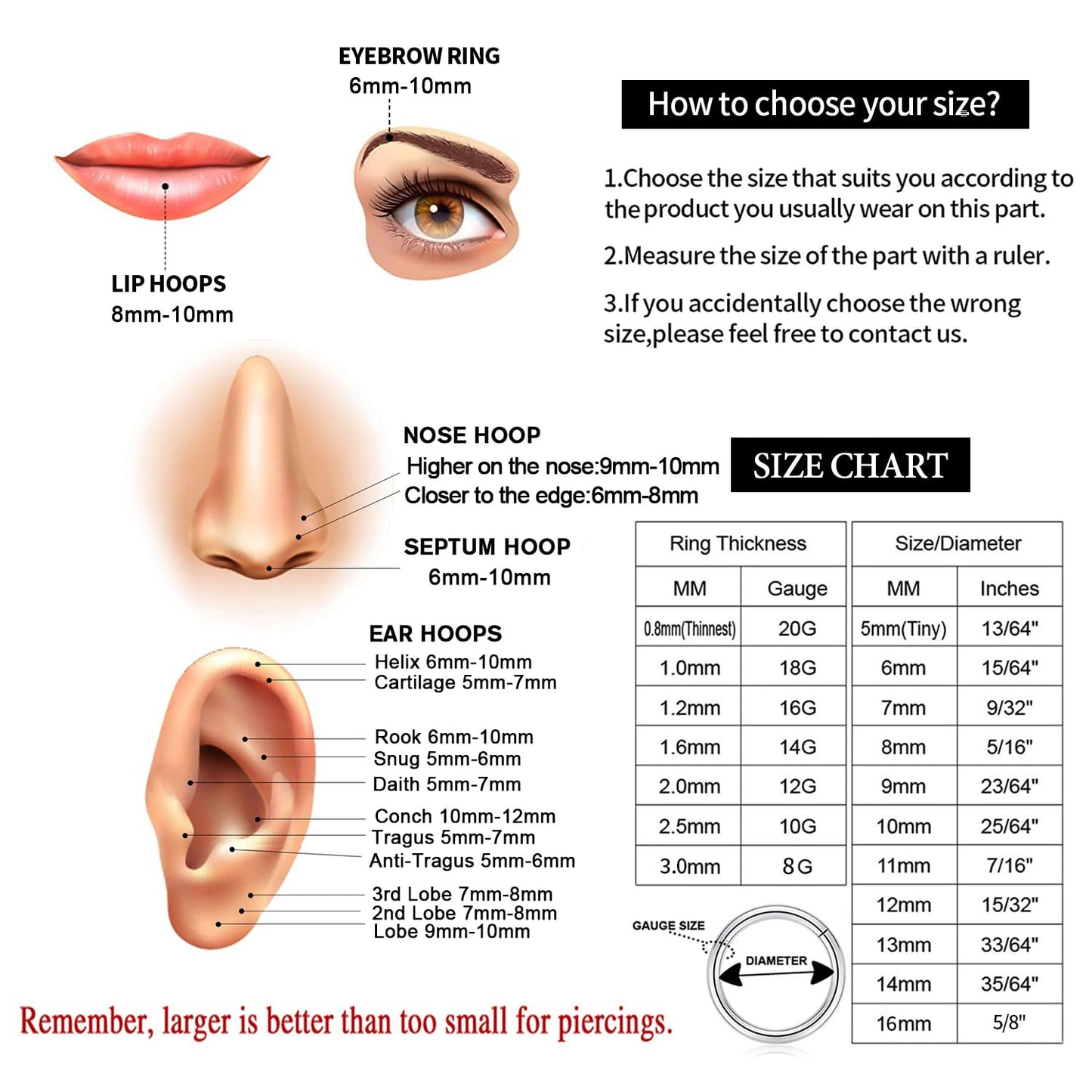 16g Nose Ring Hoop Earrings Purple Nose Hoops 16 Gauge Lip Rings Septum Hoop Seamless Septum Clicker 8mm Septum Ring Cartilage Earring Helix Earring Rook Earrings Nose Rings Surgical Steel