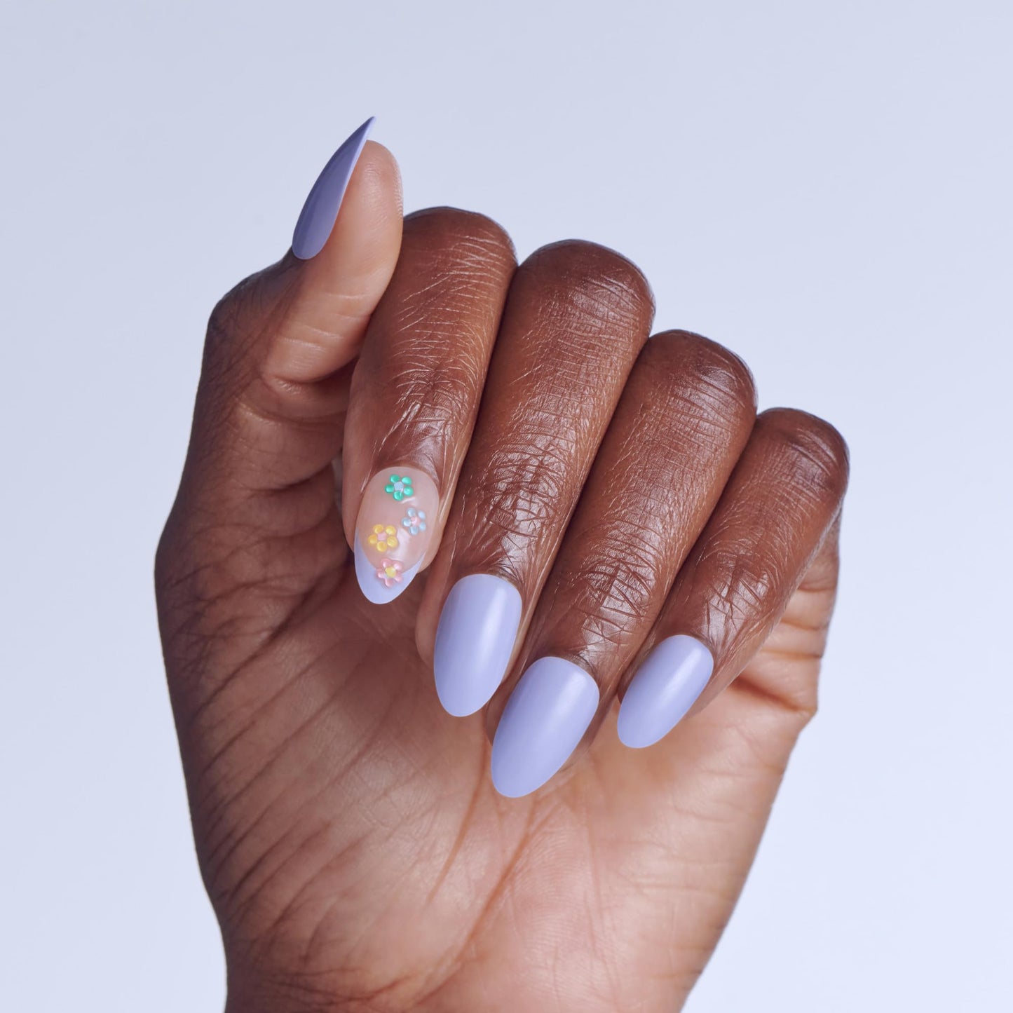 Kiss Impress No Glue Mani Press On Nails, Design, 'Pastel Bloom', Multicolor, Medium Size, Almond Shape, Includes 30 Nails, 1 Mini File, 1 Prep Pad, 1 Manicure Stick, Instruction Sheet