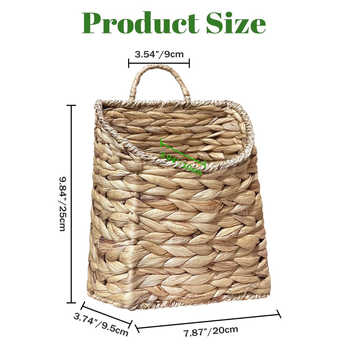 Woven Wall Hanging Basket - Handmade Water Hyacinth Flat Back Basket for Entryway Organizer, Rustic Farmhouse Wall Decor, Gift for Housewarming,Home Storage