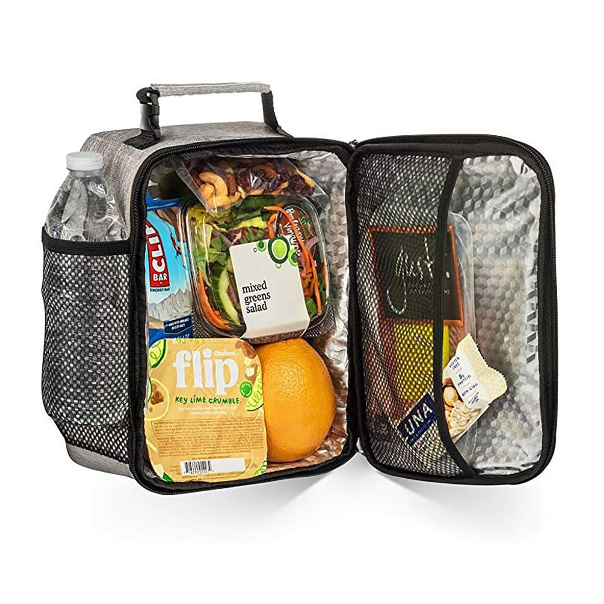 HZNOO Insulated Lunch Bag for Men & Women, Leakproof Double Zipper Lunchbox with Mesh Pockets Work Gym Camping Travel, Easy-Clean Design