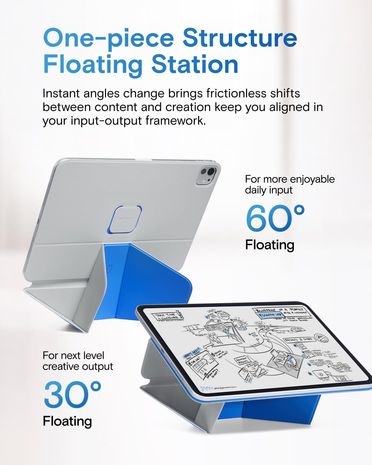 MOFT Dynamic Folio Tablet Stand for Desk Compatible with iPad Pro 11- inch (M5 2025 / M4 2024), Slim Magnetic Tablet Holder Case with 20+ Viewing Angles, Cement x Sapphire