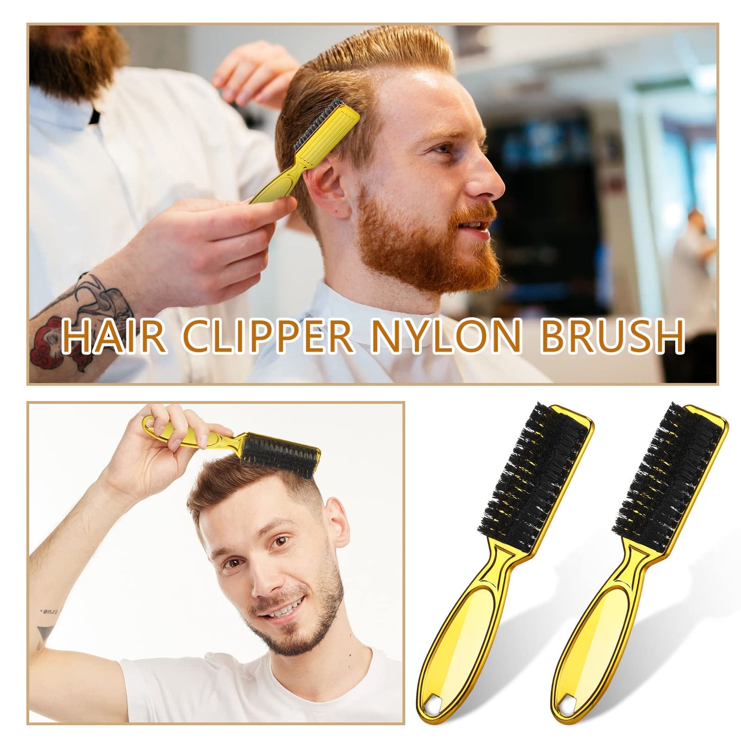 Patelai 12 Pcs Barber Clipper Brush Blade Trimmer Cleaning Brush for Fades Nail Neck Duster Manicure Salon(12,Gold)