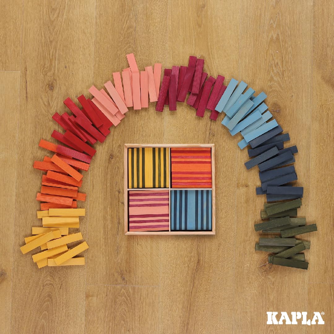 KAPLA 100 Octocolor Case - Wooden Construction Set 100 Colored Building Planks