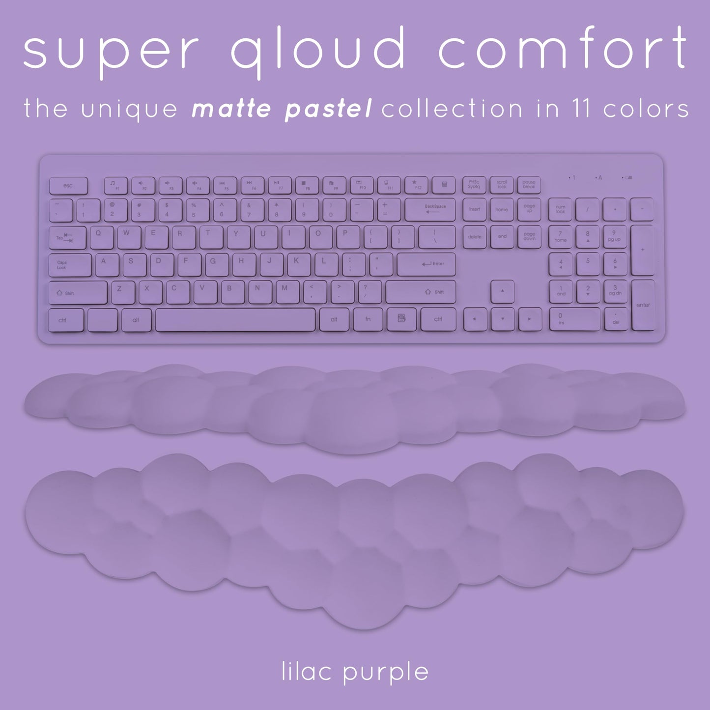Purple Cloud Keyboard Wrist Rest – Create-ables Qloud Purple Wrist Rest for Computer Keyboard and Mouse, Ergonomic Memory Foam Wrist Pad with Non-Slip Base, Includes Cloud Mouse Pad