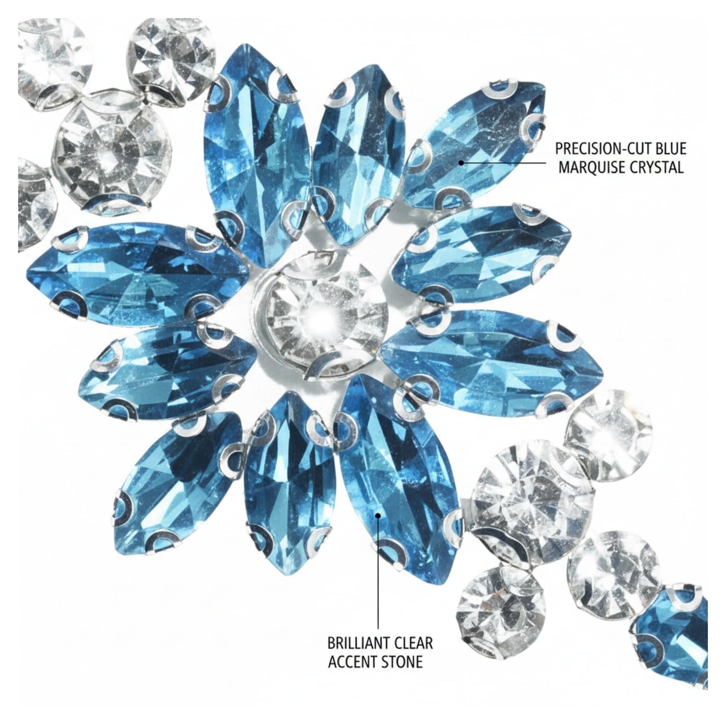 PANTOSS Rhinestone Applique Iron on Patches, Crystal Iron-On Flower Sequin Embellishments for DIY, Shoes, Wedding Sash, and Headpieces (4pcs, Aquamarine Blue)
