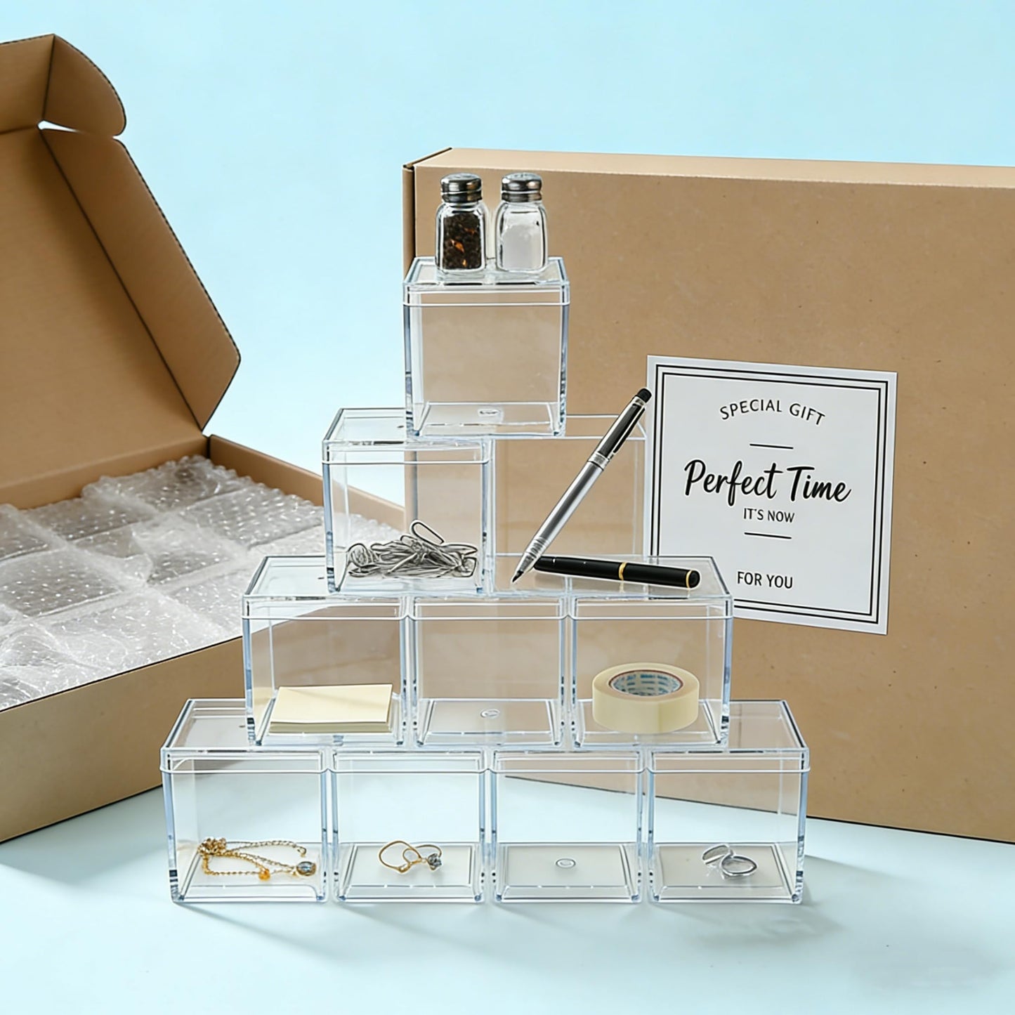 KissYou Acrylic Box Clear Boxes with Lid 12 Packs Small Candy Box Display Square Cube Wedding Easter Decorations Jewlry Gift Box