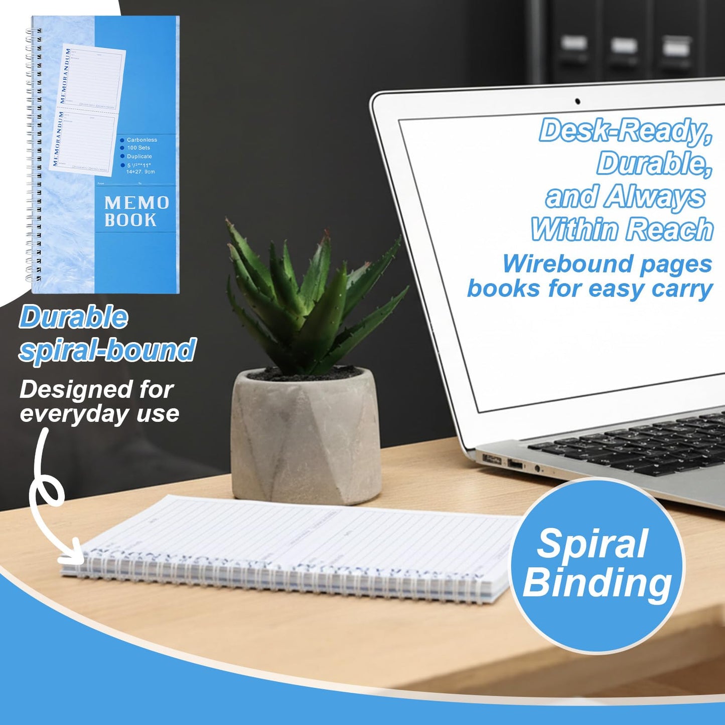Eaasty 3 Pack Memorandum Book Carbon Copy Notebook Carbonless Two-part Duplicate Memorandum Forms Book Tear off Phone Message Pads for Office School Home