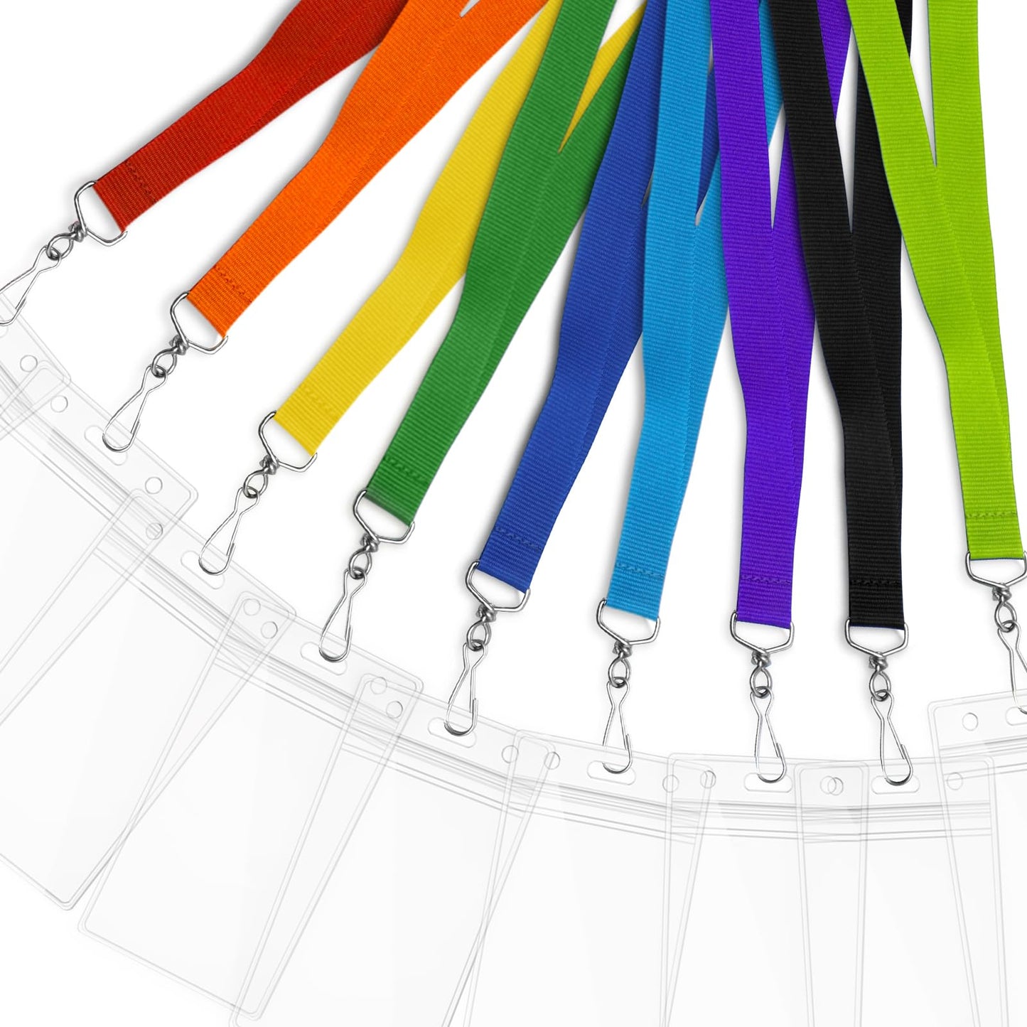 WEZEBEL 24-Pack Green Breakaway Lanyards with Waterproof Badge Holders, Polyester Neck Straps for ID Cards, Events, Office, and Schools