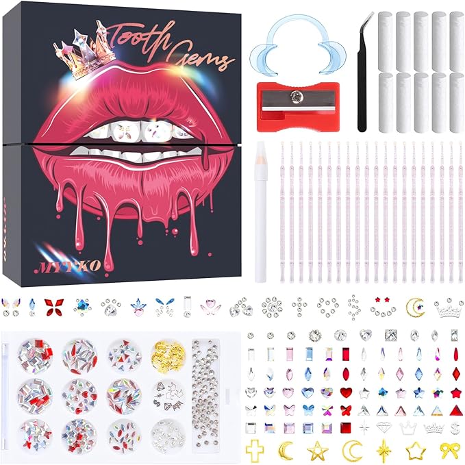 MYYKO 245PCS Tooth gems kit for Teeth,Tooth Gem Tooth Jewelry Set DIY Fashion Teeth Artificial Crystal Reflective Teeth, Used for Fashion Life and Parties