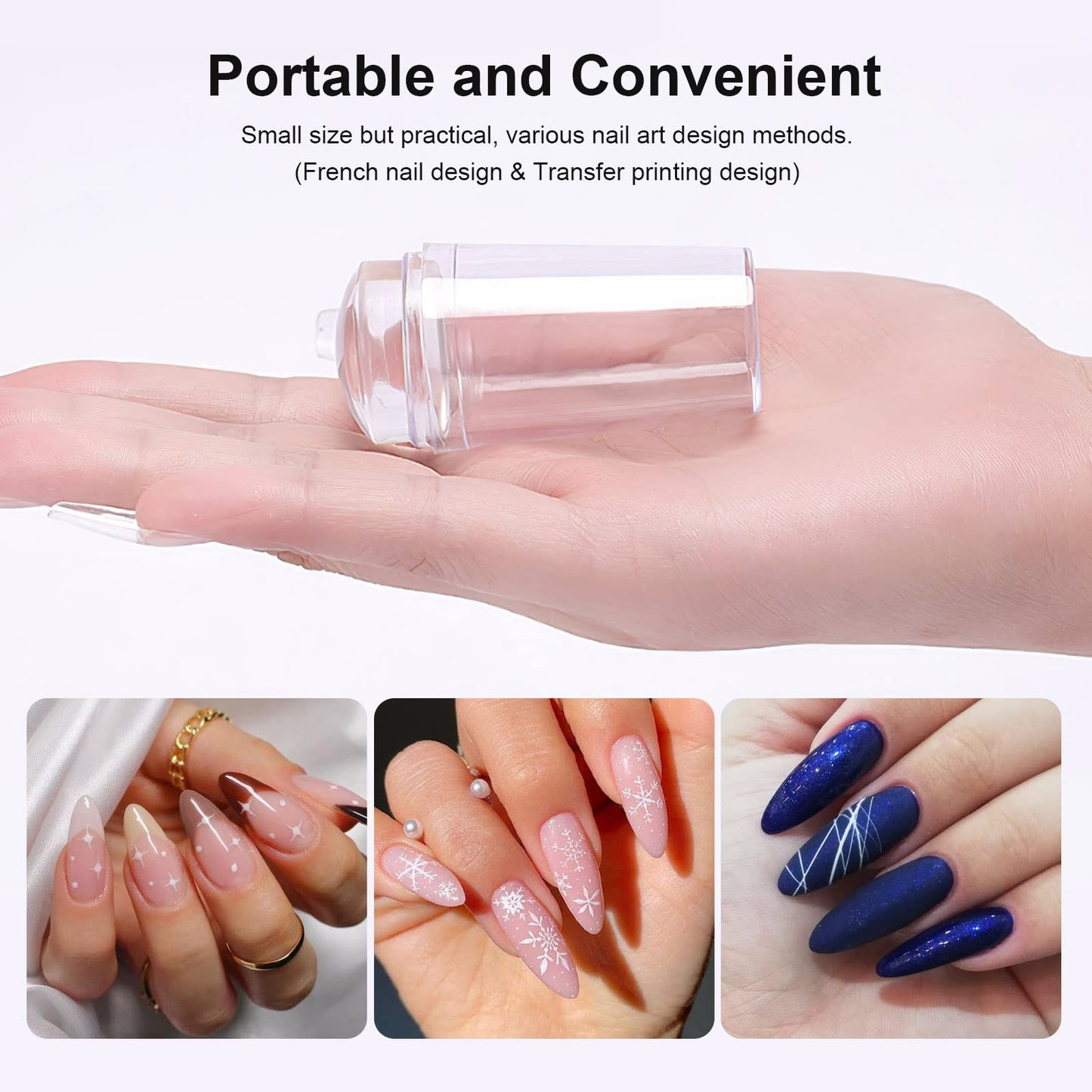 SAGEBIO Nail Art Stamper Clear Silicone Nails Stamping Jelly with Scraper Transparent Visible Body DIY Manicure Nail Art Tool B