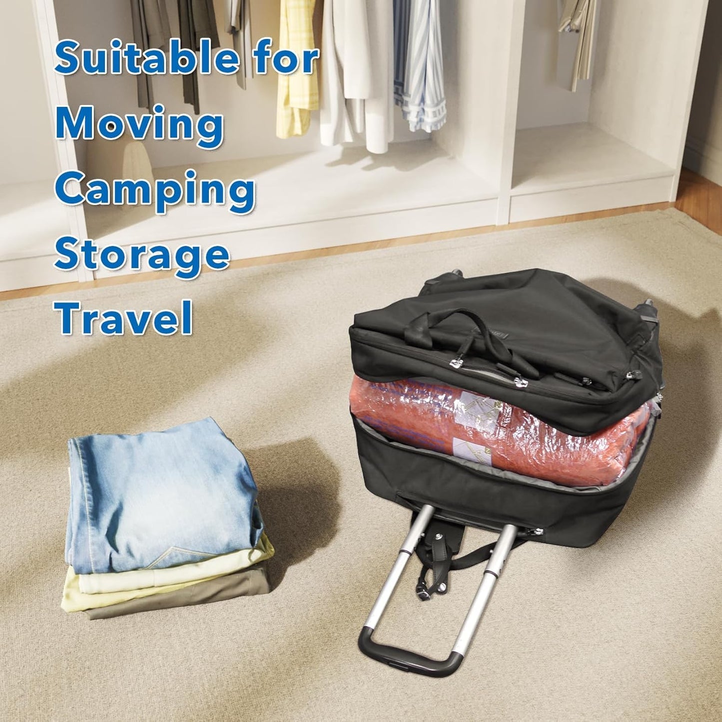 16 Pack Vacuum seal bags for clothing With Coldless Pump, Vacuum Storage Bags,Space Saver Sealer Bags, Pillows, Comforters, Blankets, Bedding,Travel,
