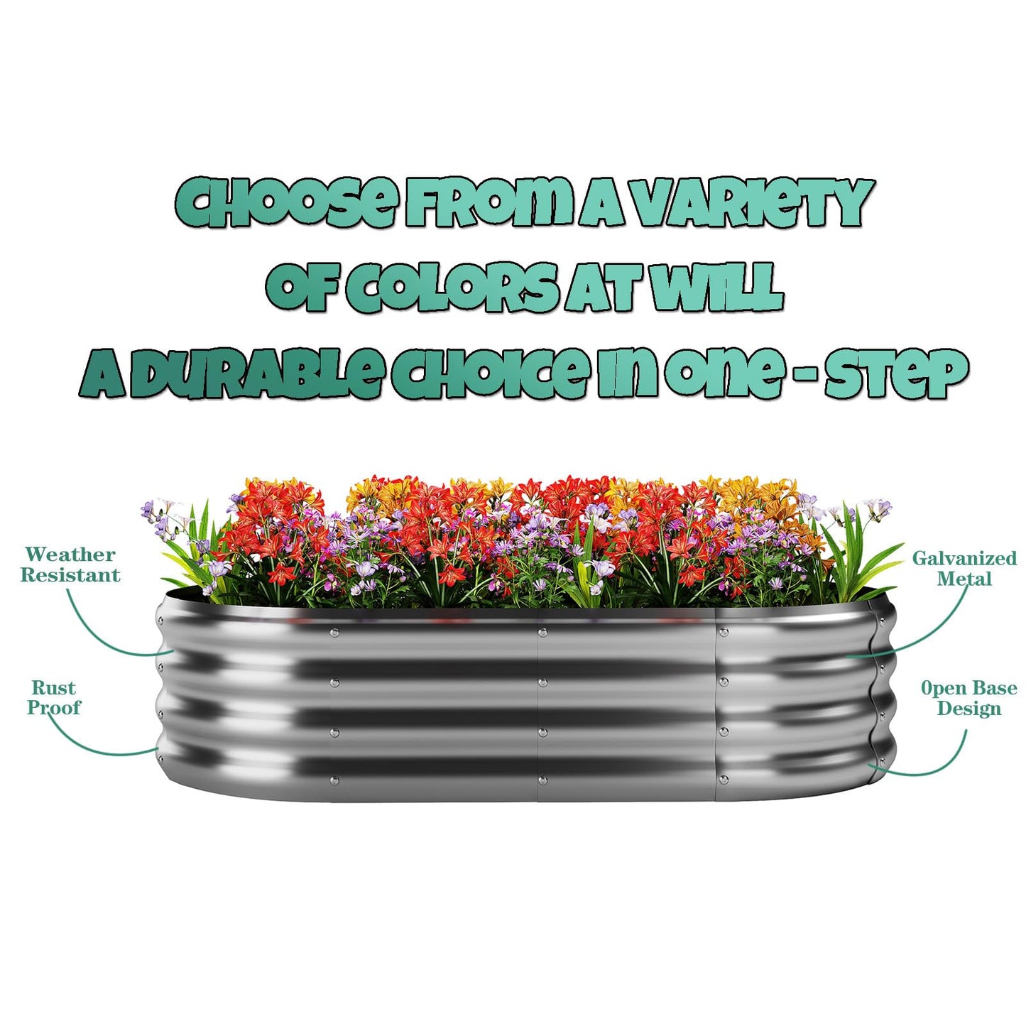 Galvanized Metal Planter Raised Garden Bed Kit for Gardening Outdoor，6x3x2ft Planter Grow Garden Box Raised Flower Bed，Long Vegetable Clearance Herb Raised Garden Beds For Container Gardening