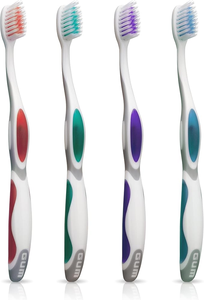 GUM Summit+ Soft Toothbrush, Ultra Fine Tapered Bristles for More Effective Plaque Removal, Extra Soft Toothbrushes for Adults, 12 Count