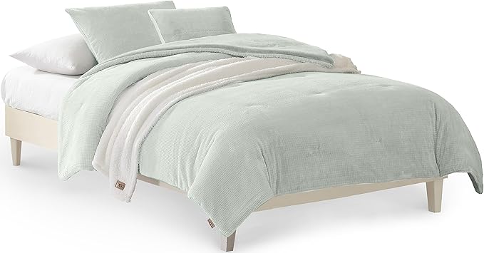 UGG Remina Twin Comforter Set 4 Piece Bed in a Bag with Throw Blanket, Decorative Pillow, Sham, and Reversible Comforter Hypoallergenic Washable Dorm Bedding, Twin XL, Blue Green Clear Creek