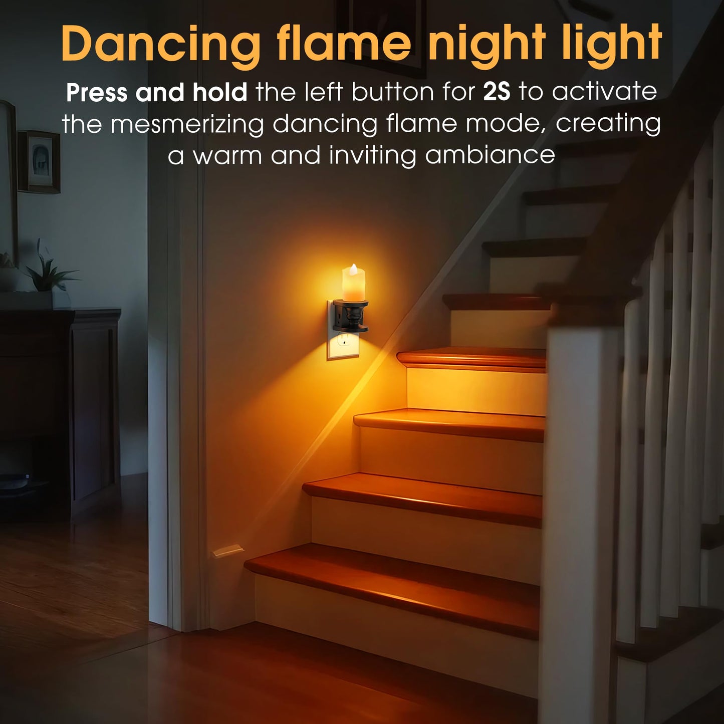 Briignite Flameless Candle Night Light, 2 Pack, Night Lights Plug into Wall, Candle Nightlight with Light Sensor, 0-100LM Dimmable LED Night Light Plug in, 1800K Amber Nightlight for Hallway Bathroom