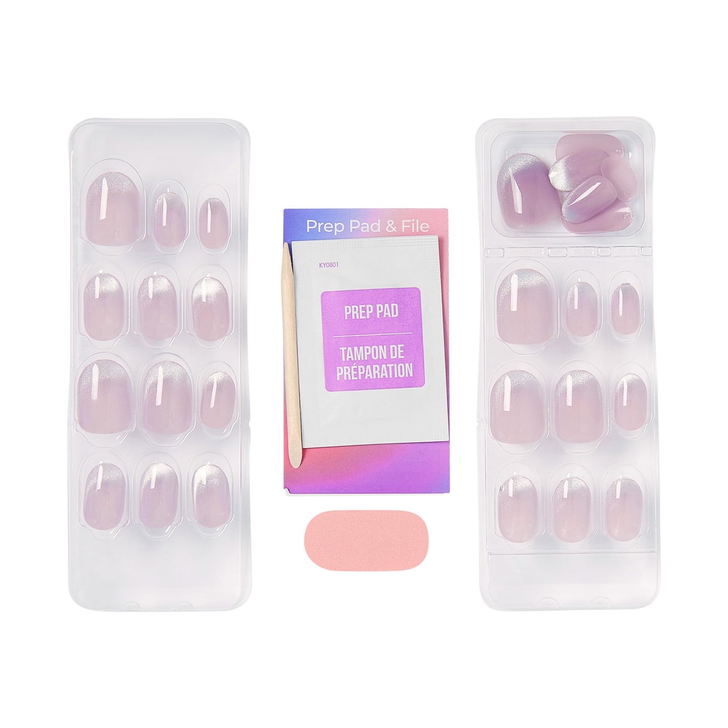 Kiss Impress No Glue Mani Press On Nails, ColorFX, 'Diamond Drip', Pink, Short Size, Oval Shape, Includes 30 Nails, Prep Pad, Instructions Sheet, 1 Manicure Stick, 1 Mini File