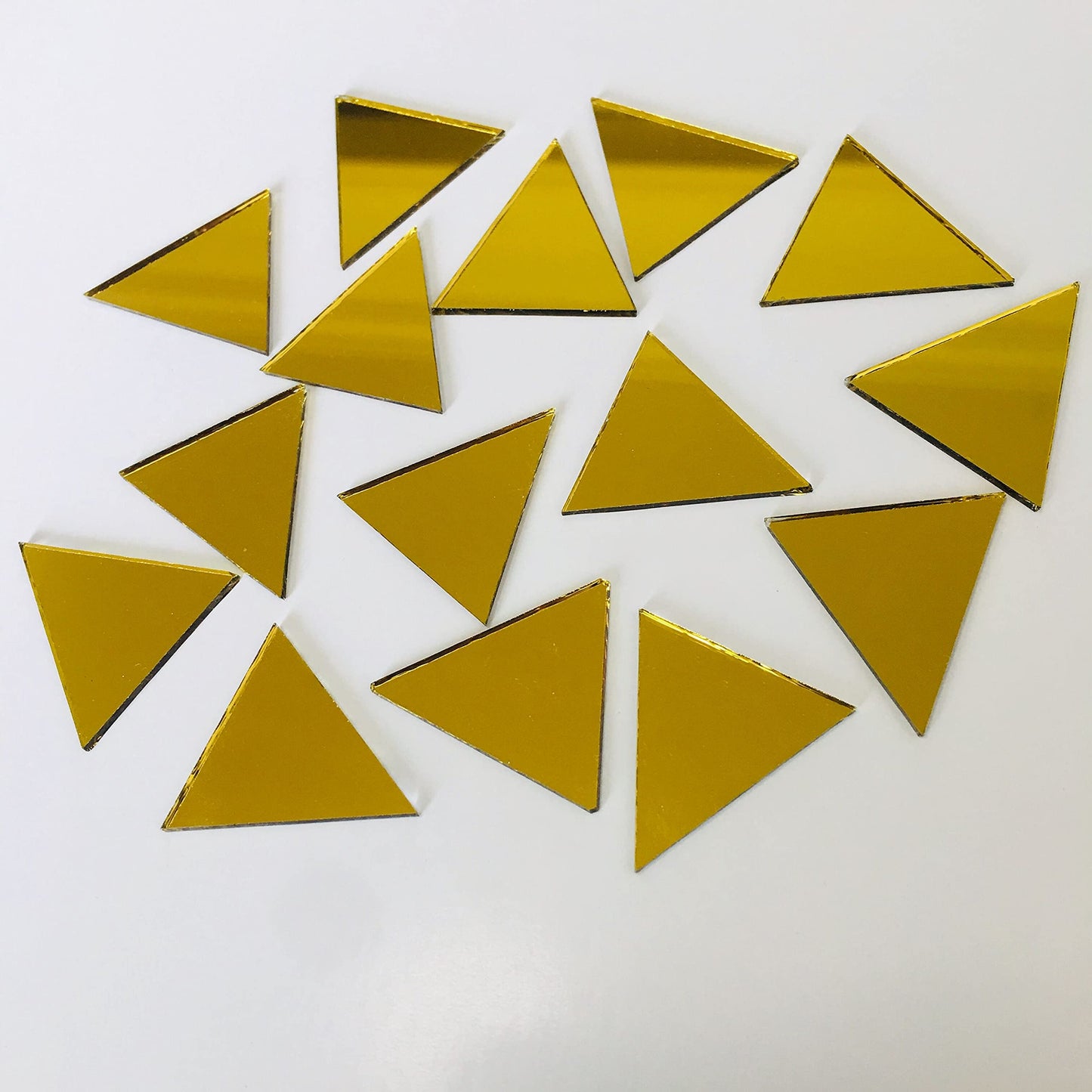 NUO RUI 150pcs 1" Triangle Mirrors Small Gold Color Mosaic Mirror Tiles for Craft Projects