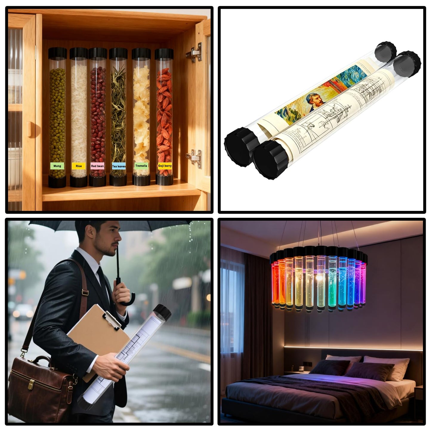 GGOUTPY Clear Plastic Mailing Tubes, 8 Pack 1.4x15.35 Inches Poster Tubes with Caps for Blueprints, Incense Sticks, Artwork&Documents