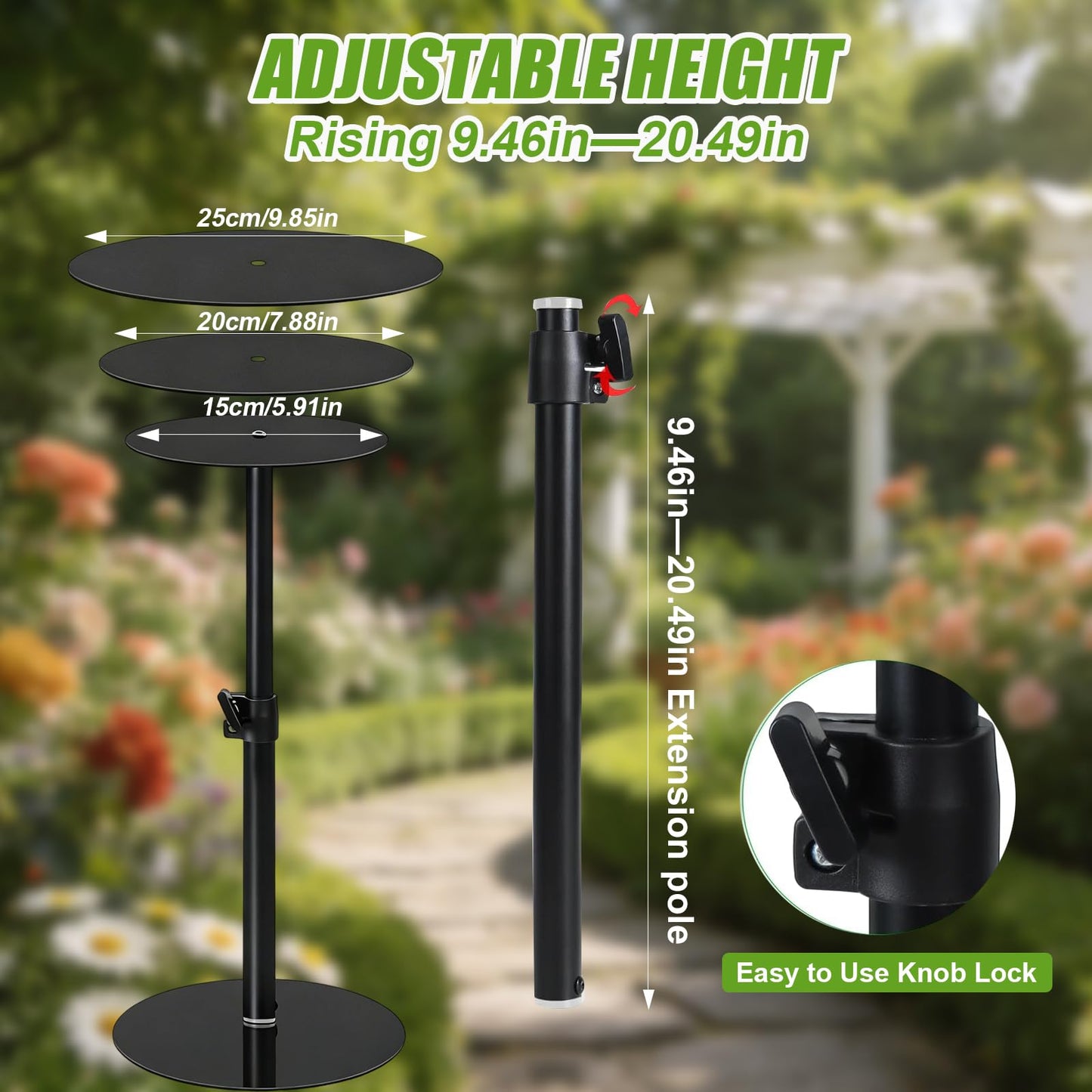 Funvalley Surperfect Adjustable Plant Riser for Inside Pots - 9.5-20.5" Lift Kit Planter Insert, Plant Lift Inserts Pot Risers for Indoor Outdoor Tall Taper Planter Container