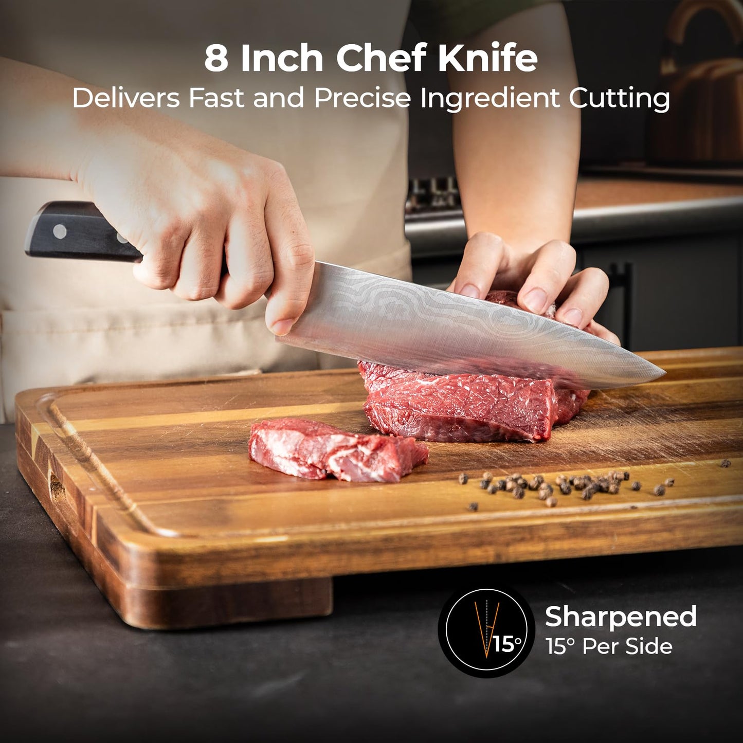 CoquusAid Kitchen Knives Set, 4 PCS Professional Chef Knife Set, Razor Sharp High Carbon Stainless Steel Knife Set, Ergonomic Handle Design, Ideal for Everyday Home Use, Perfect Gifts for Kitchen