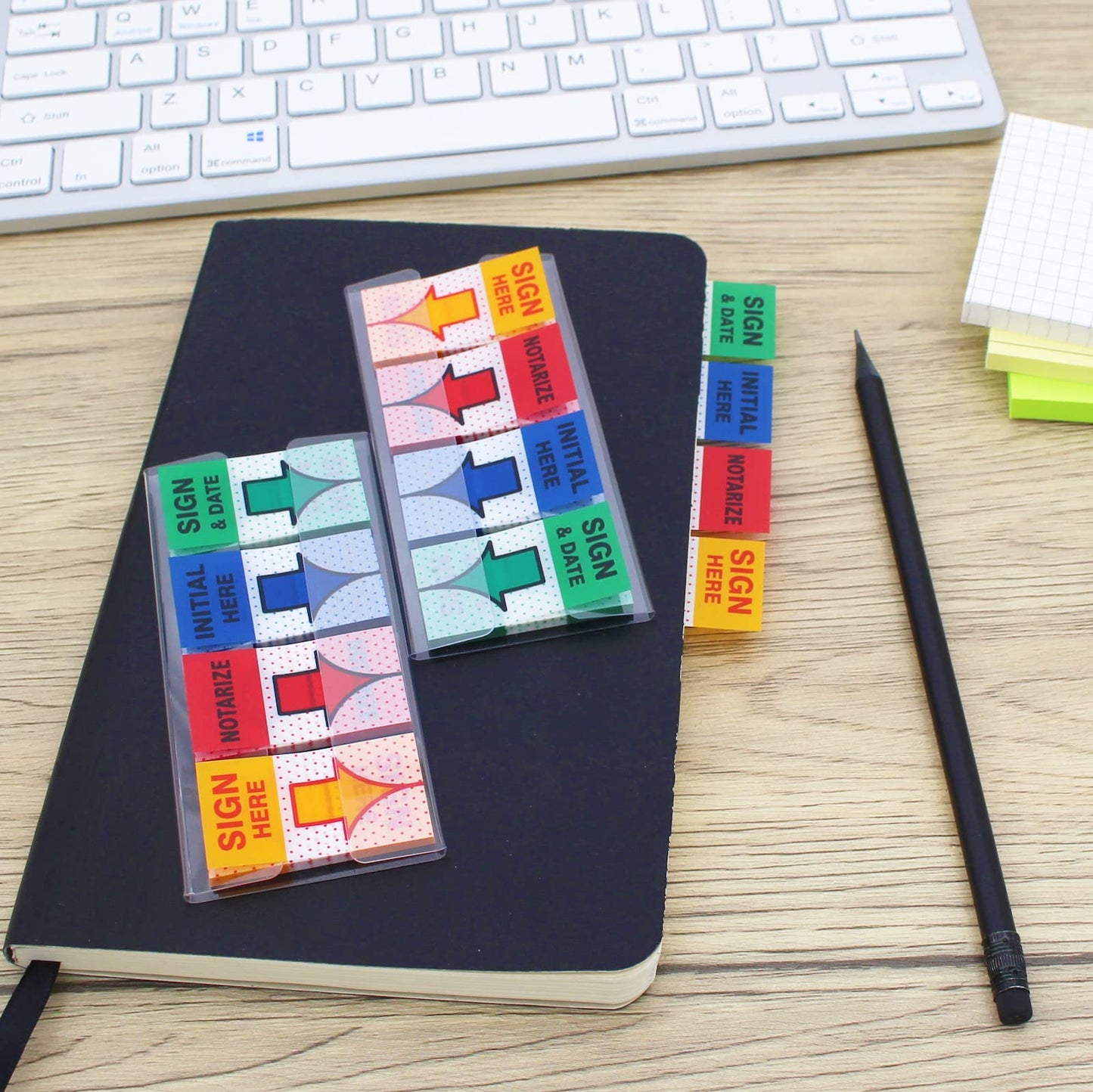 Message Flags Assorted Color, "Sign Here"/"Notarize"/"Initial Here"/"Sign and Date", 800 Pages Total, 0.98 x 1.77 Inch Wide, Easy to Post, 4 On-The-Go Dispensers/Pack