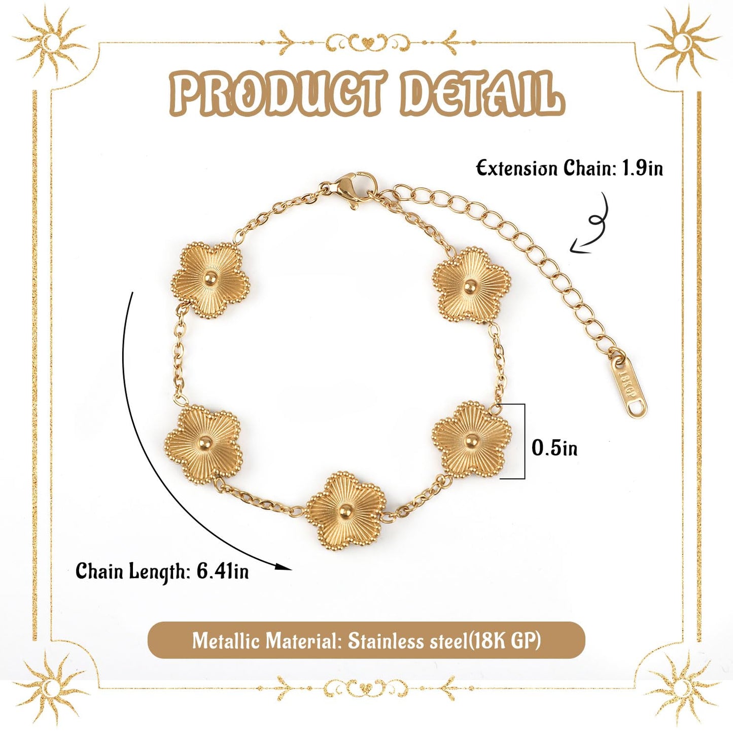 18K Gold Plated Clover Bracelet Bangle Set, 4pcs Stackable Four Leaf Gold Bracelet Set for Wife Mom Girlfriend