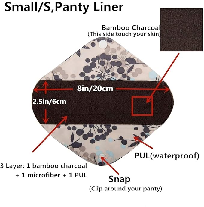 5 Small Panty Liners 1 Wet Bag Cloth Menstrual Pads Reusable Washable (Minky, S Panty Liners)