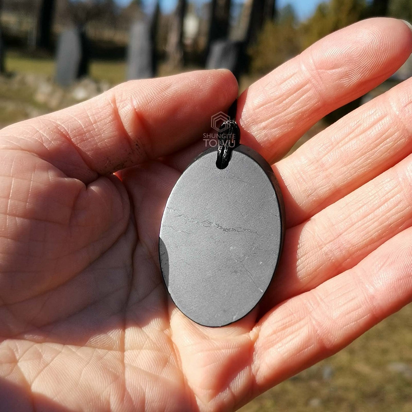 Shungite mineral Pendant "Goodness" - Authentic Russian Shungite black mineral necklace - Handmade - Tolvu